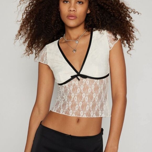 Kimchi Blue Madison Semi Sheer Lace Top - Picture 1 of 6